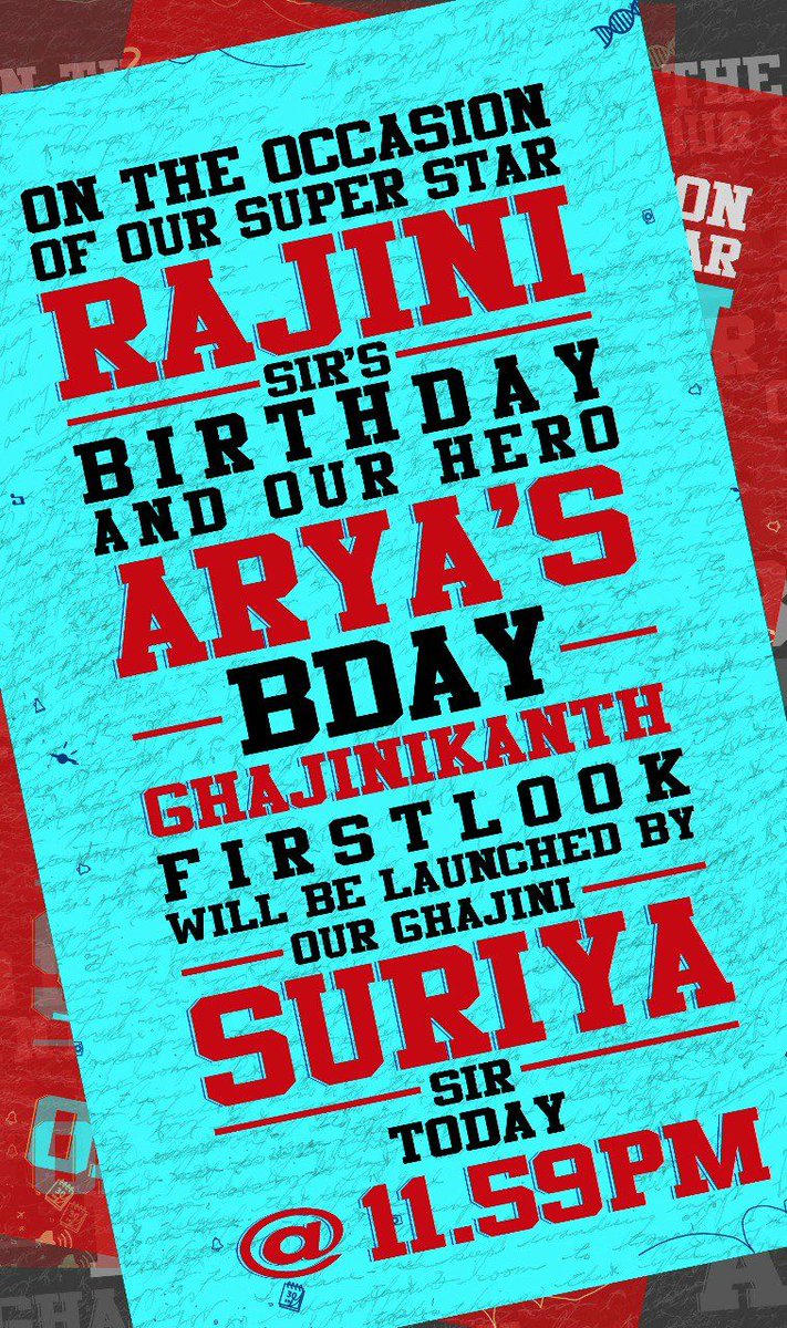 Arya's Ghajinikanth First Look poster to be unveiled by actr Surya on December 11 at 11.59 p.m
