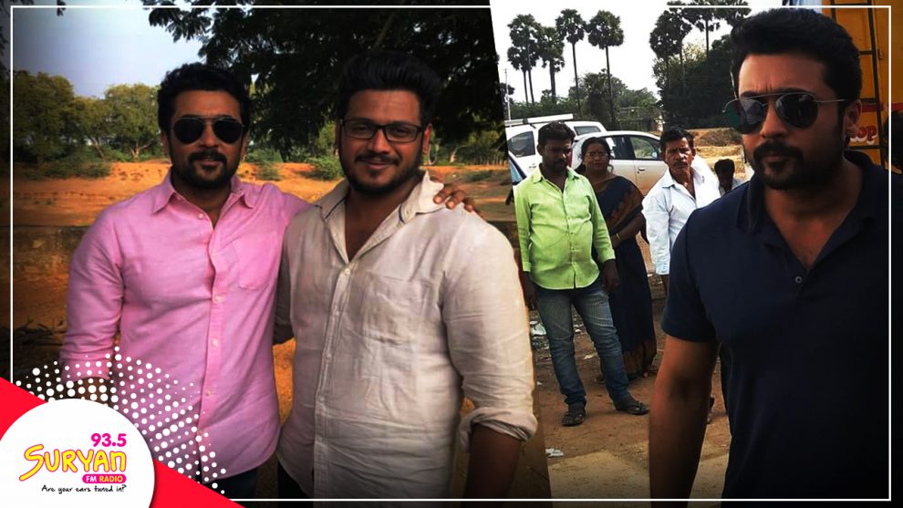 Suriya visited the shooting location of Karthi's Kadaikutty Singam.