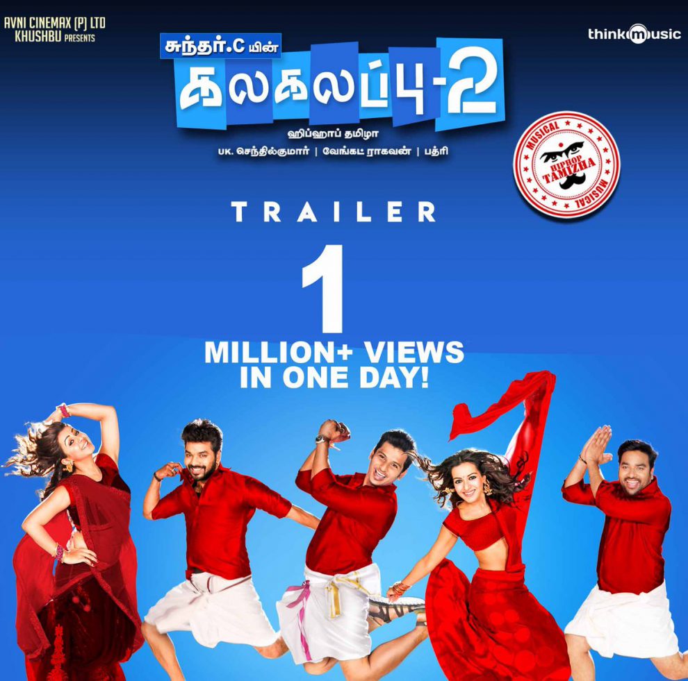 Kalakalappu 2 trailer hits 1 million views!