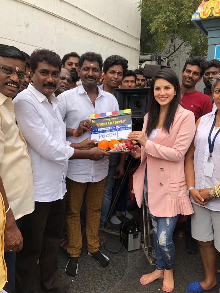 Sunny Leone's Veeramadevi shooting begins.