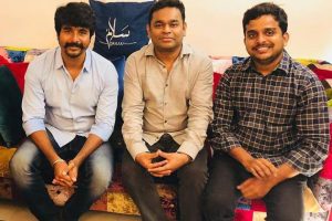 Sivakarthikeyan with AR Rahman and R Ravi Kumar.