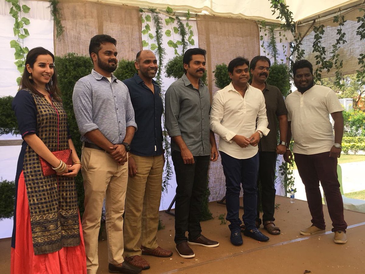 Actor Karthi's new project, Karthi 17, directed by Rajath Ravi Shankar launched with a simple pooja.