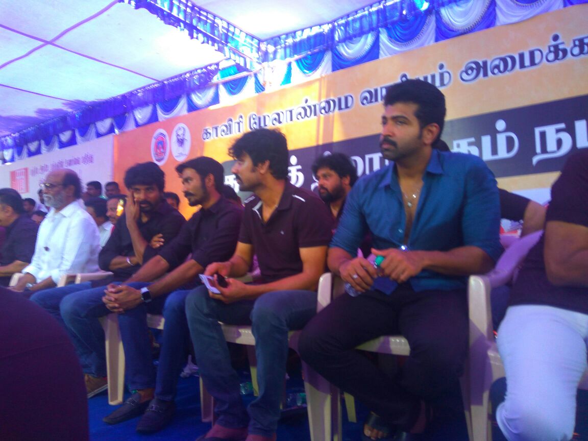 Rajinikanth Sivakarthikeyan Arun Vijay protest Cauvery Management Board