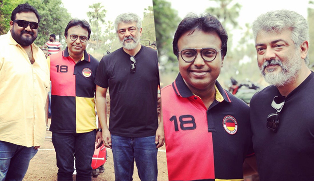 D Imman joins Thala Ajith and Director Siva at Viswasam Shooting Spot