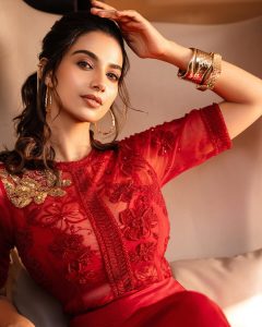 Meenakshi Chaudhary Stuns in a Bold Red Outfit