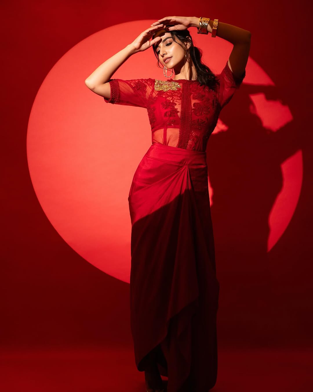 Meenakshi Chaudhary Stuns in a Bold Red Outfit