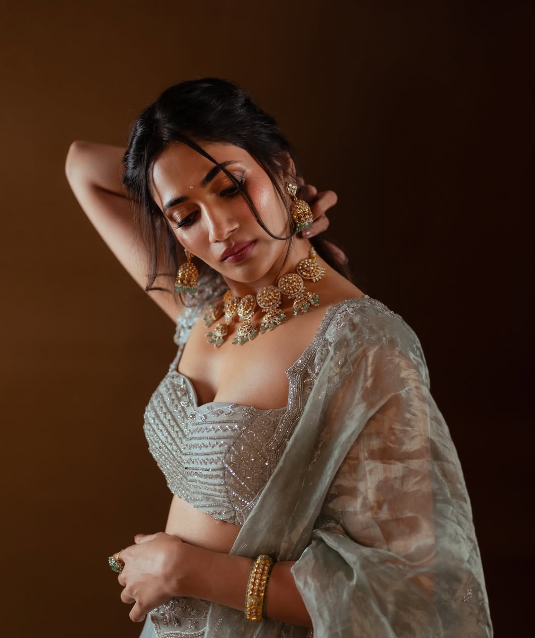 Losliya Looks Gorgeous in Lehenga Outfit