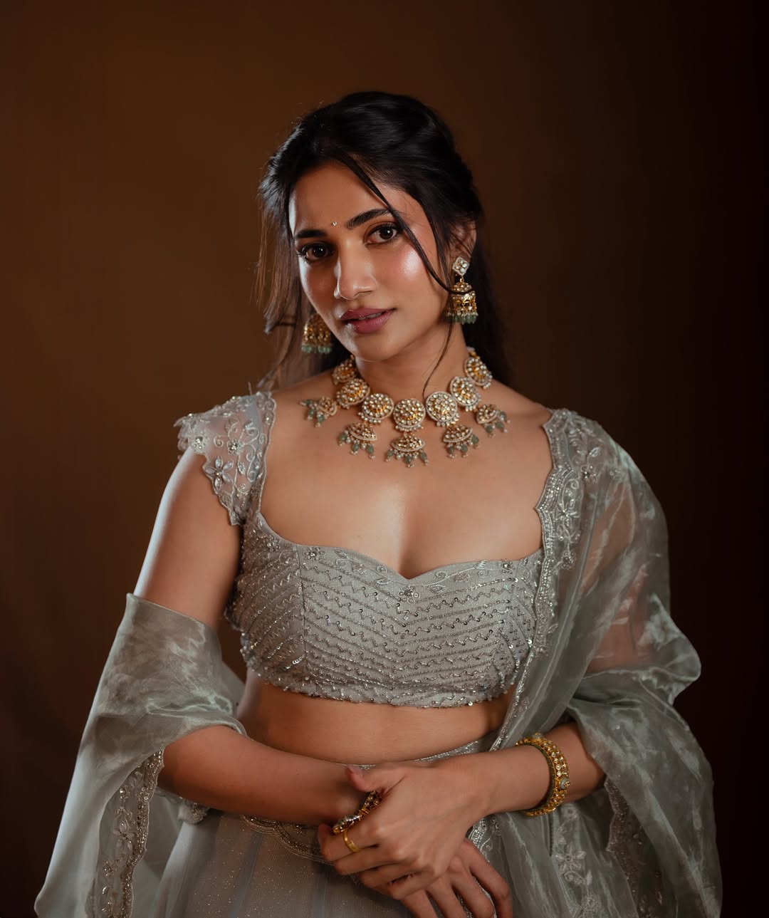Losliya Looks Gorgeous in Lehenga Outfit
