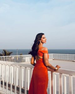 Meenakshi Chaudhary Glows in Golden Outfit