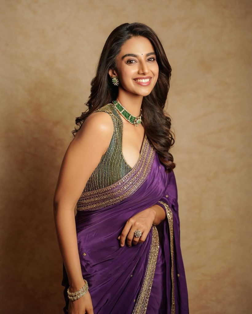 Meenakshi Chaudhary Glows in Golden Outfit